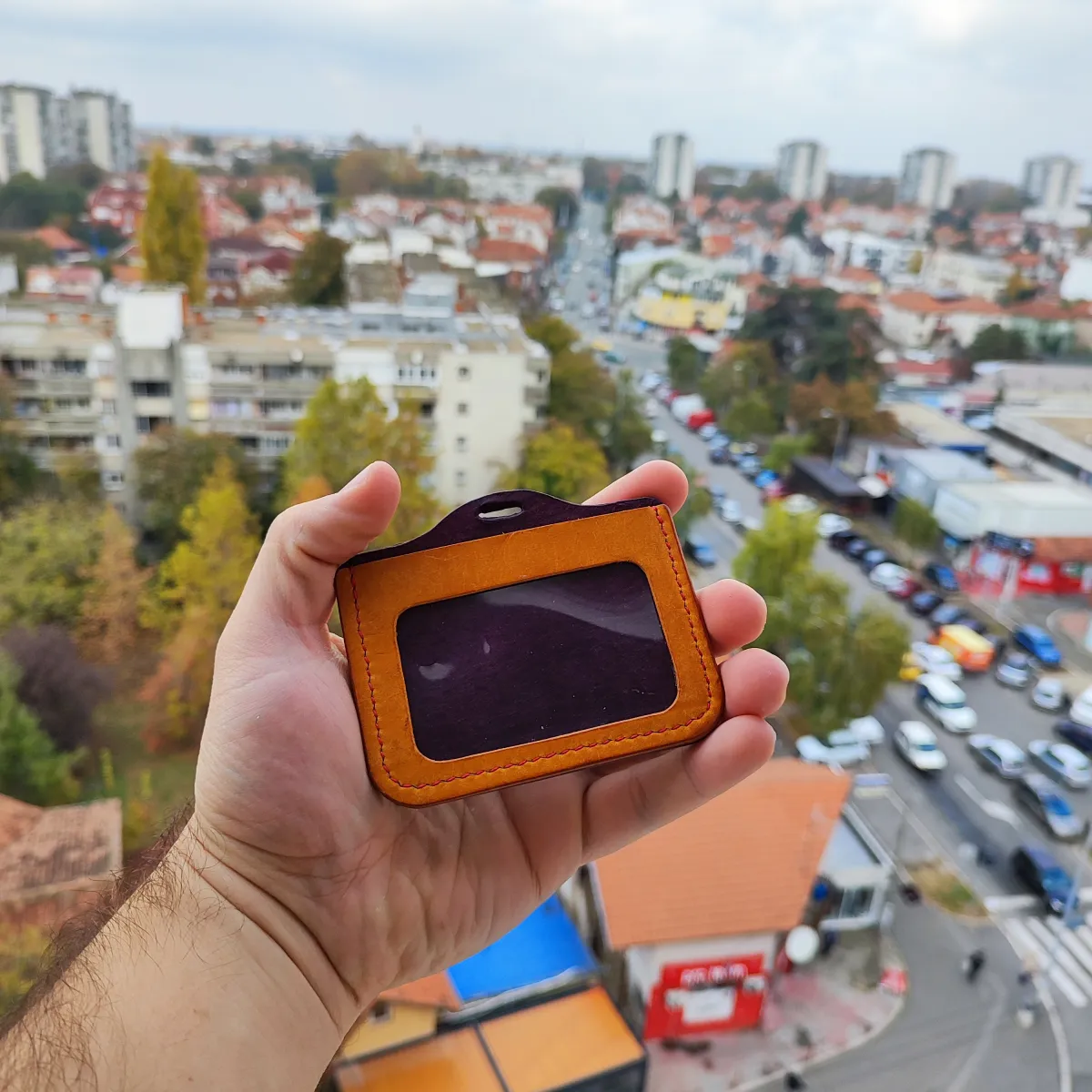 Kožni držač za kartice - prirodna koža ručni rad — 1